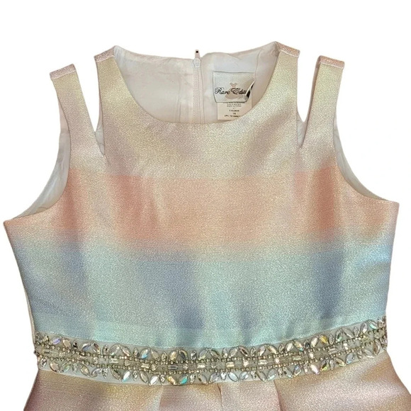 🌈HP-Rare Editions Girls Ombre Metallic Jacquard High Low Dress - Picture 3 of 6